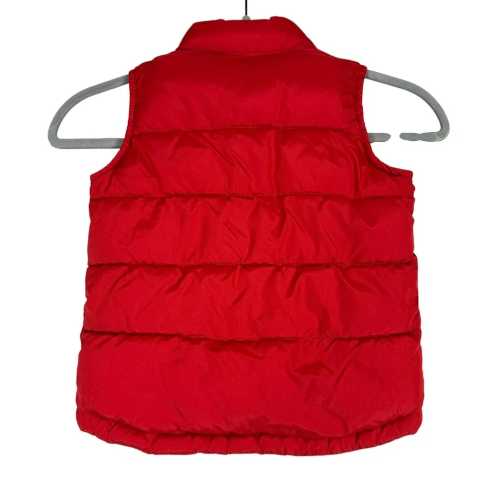 Old Navy Vest Boys 3T Red Frost Free Quilted Puffer Fleece Lined Zip Winter